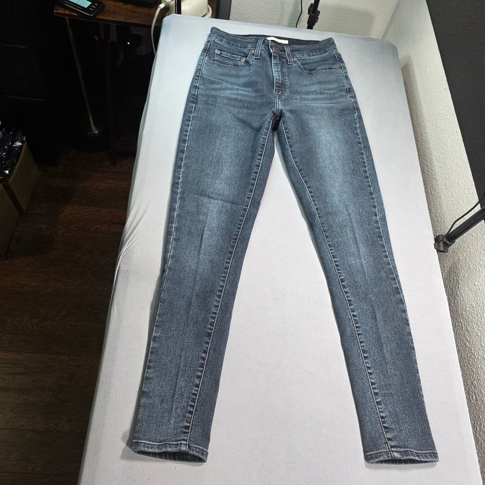 Levis 721 High Rise Skinny Jeans Dark Wash Indigo Stretch Denim Size 27